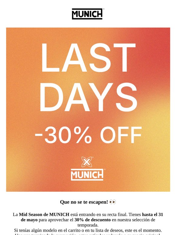 ⏳ Últimos días: Tu selección MUNICH al -30% se acaba