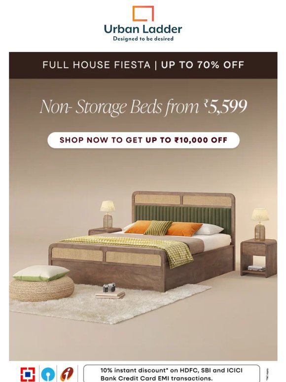 Extra up to ₹10,000 off on non-storage beds 🛏️