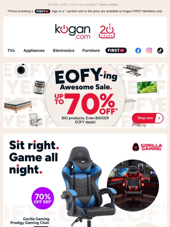 Your next gaming chair is UNDER $90 in our EOFY Sale 🤯 (70% OFF standard retail price)