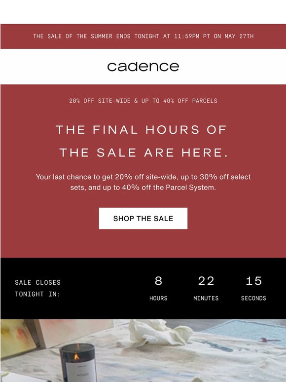 Last chance for up to 40% off during our sale