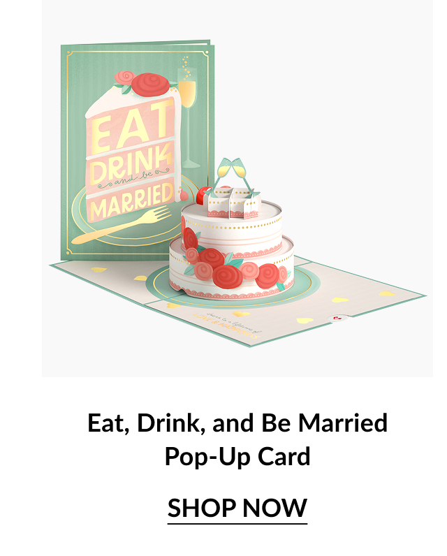 Eat, Drink, and Be Married wedding card.