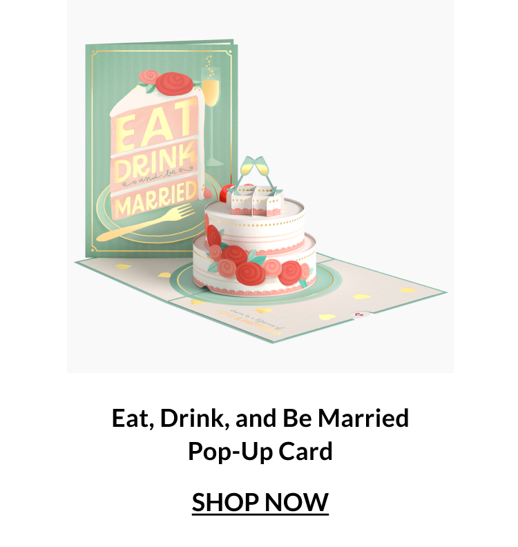 Eat, Drink, and Be Married wedding card.