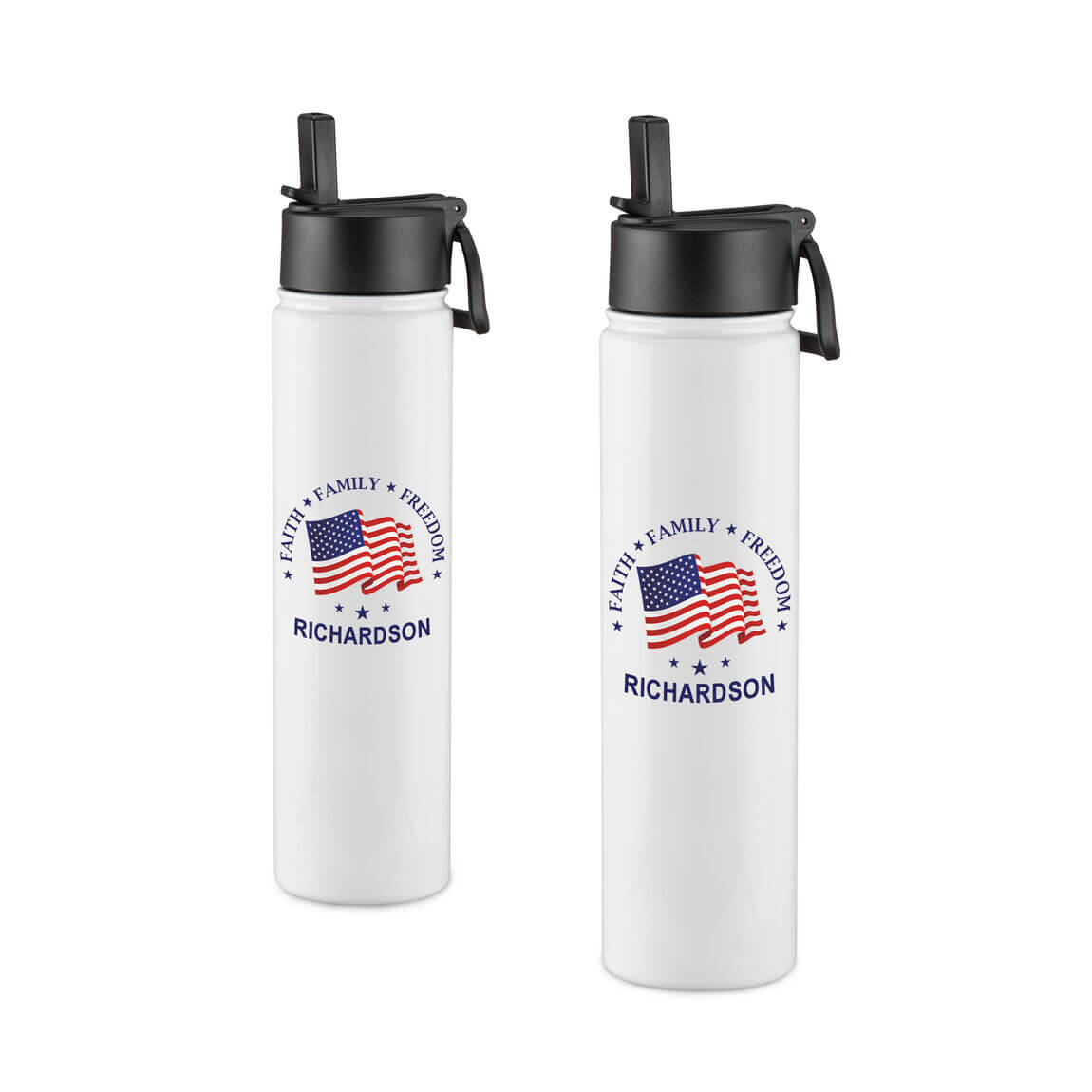 The Personalized Faith Family Freedom Insulated Water Bottle Duo