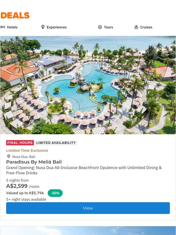 Ends SOON! Meliá Bali All-Inclusive Beachfront Opulence w. Unlimited Free-Flow Drinks