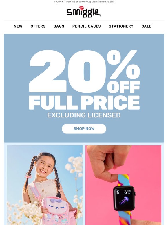 20% Off Full Price Excluding licensed is waiting for you!