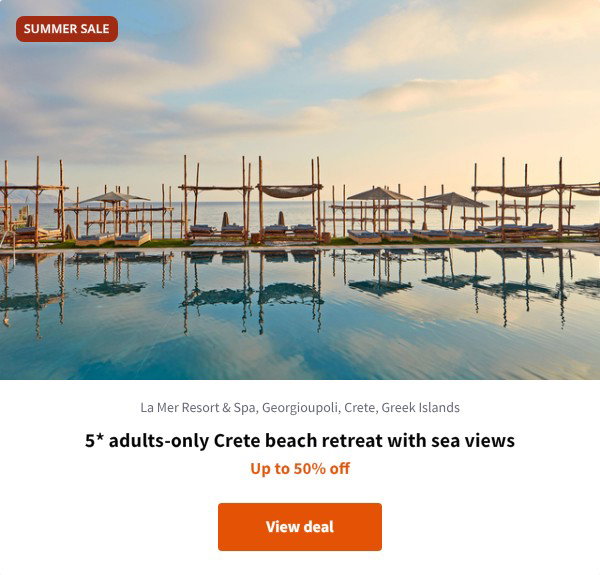 5* adults-only Crete beach retreat with sea views