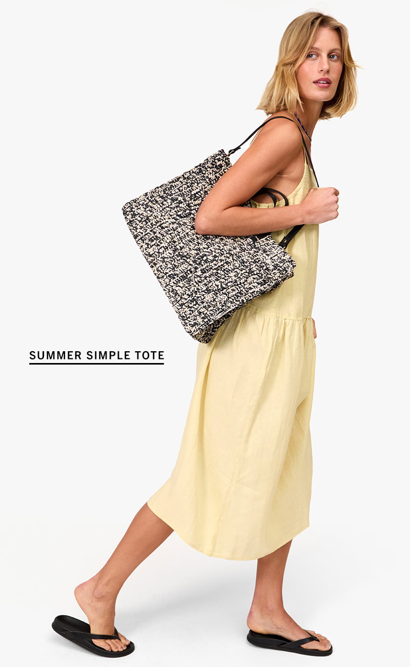 Summer Simple Tote in Black/Cream Raffia