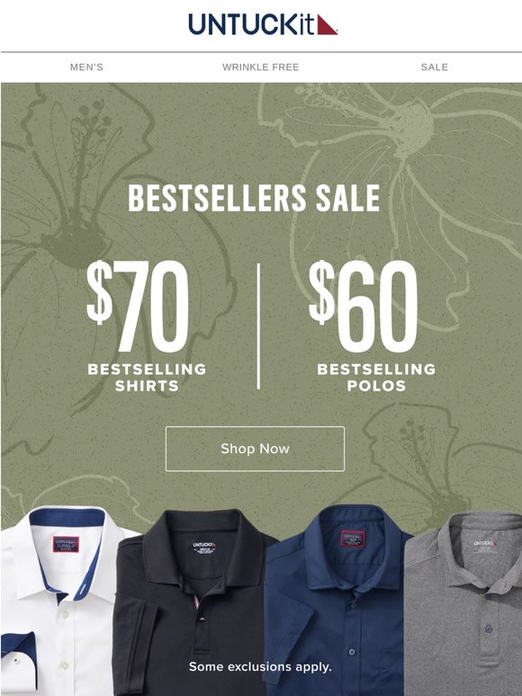 $70 Bestselling Shirts | $60 Top Polos | Starting Now