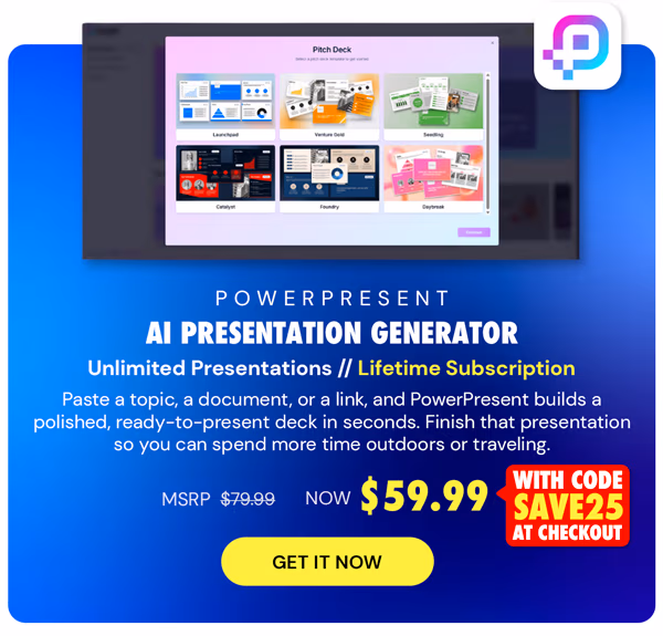 PowerPresent - AI Presentation Generator: Lifetime Subscription (Unlimited Presentations)