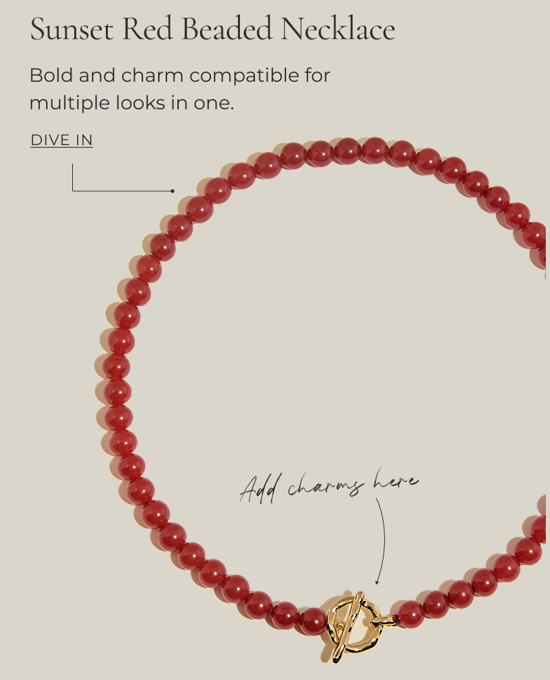Sunset Red Beaded Necklace