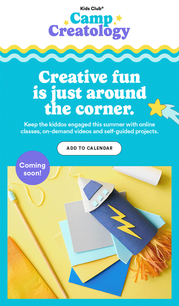 Creative fun is just around the corner keep the kiddos engaged this summer with online classes, on demand videos and self guided projects.