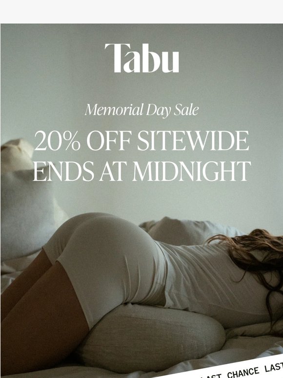 Final call: 20% off everything ends at midnight
