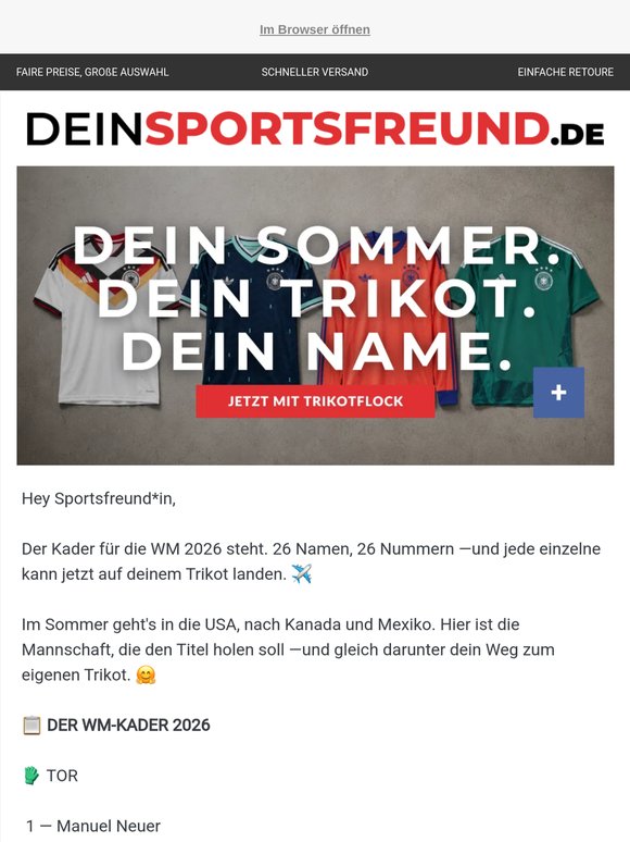 26 Spieler. Eine Nummer für dich. 🙏
