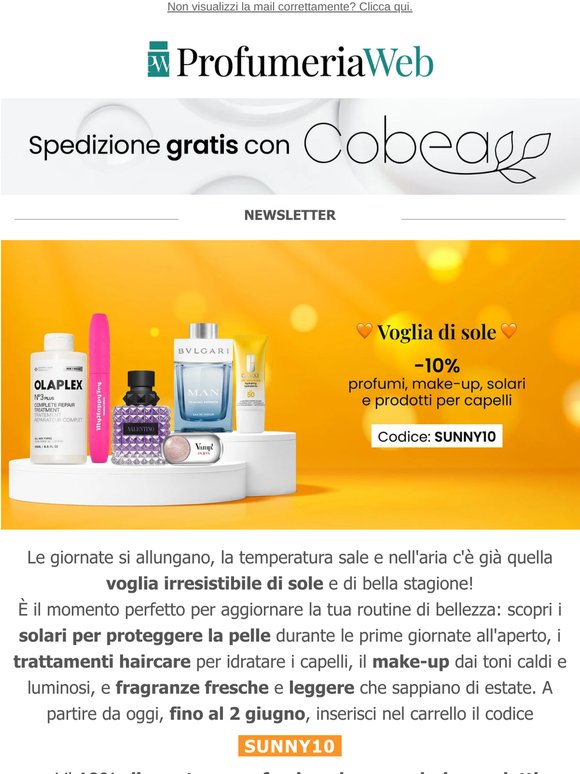 ☀️ -10% su profumi, make-up, solari e capelli