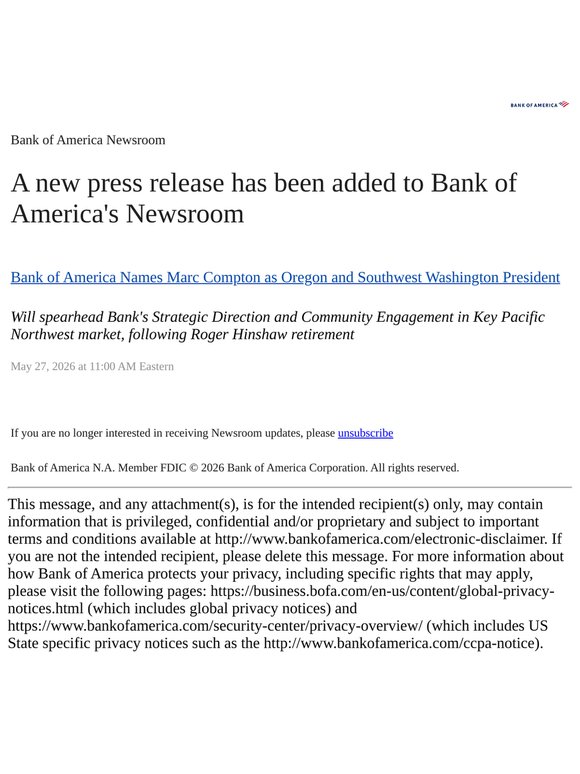 Bank of America Newsroom