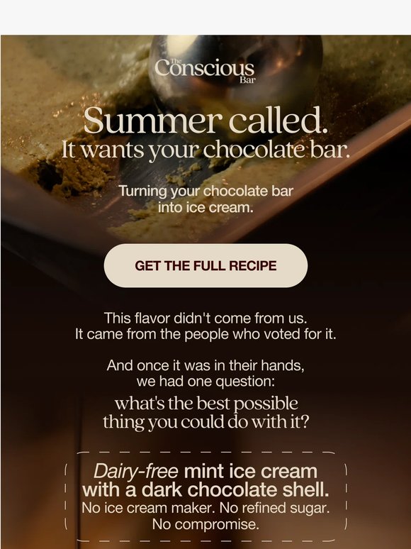 Dairy-free mint choc chip ice cream. No machine. No compromise.