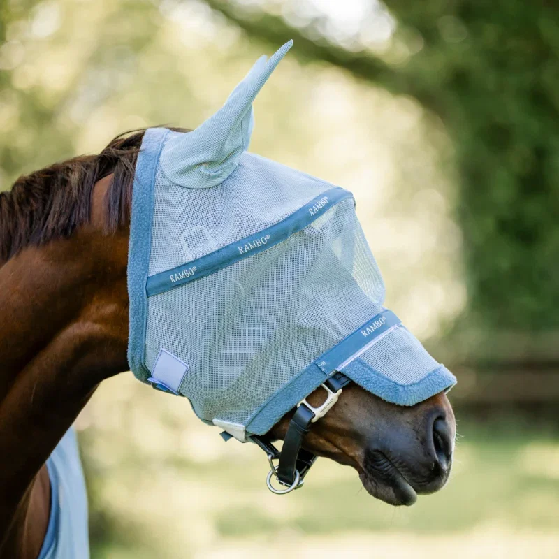 Image of Horseware - Masque anti-mouches Rambo denim/ argent