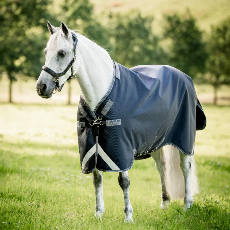 Image of Horseware - Couverture d'extérieur Rambo Turnout VL marine/ thunderstorm gris/ argent 450g