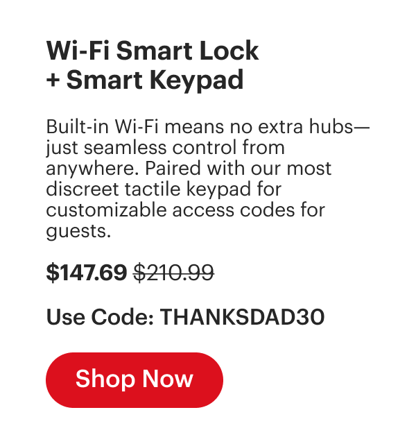 30% Off Wi-Fi Smart Lock + Smart Keypad