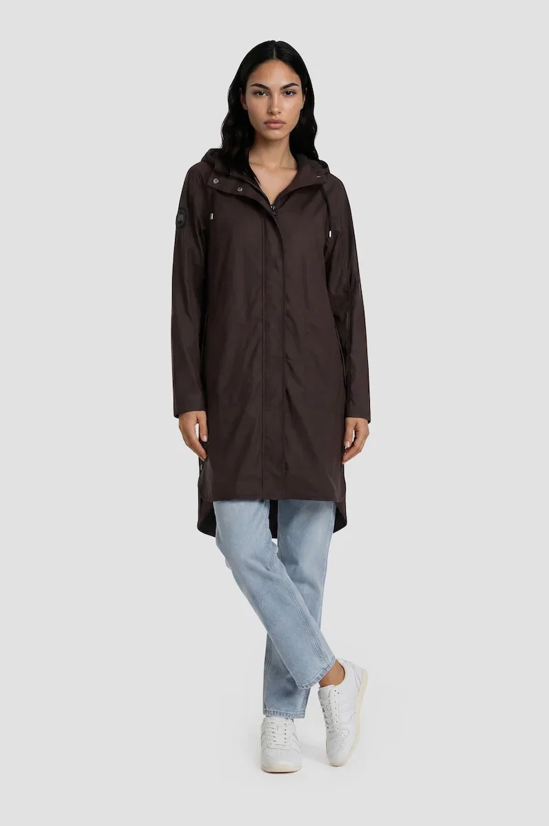 Image of Long Lightweight Raincoat - Burgundy