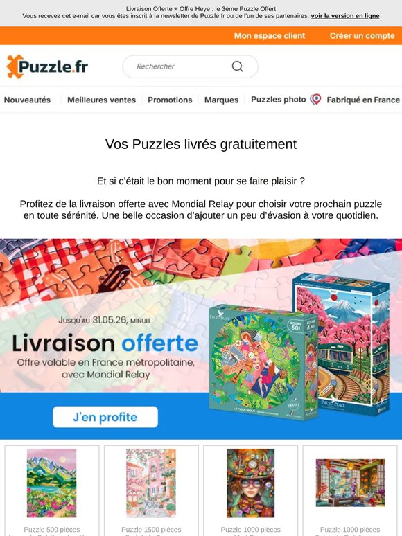Livraison Offerte + Offre Heye : le 3ème Puzzle Offert