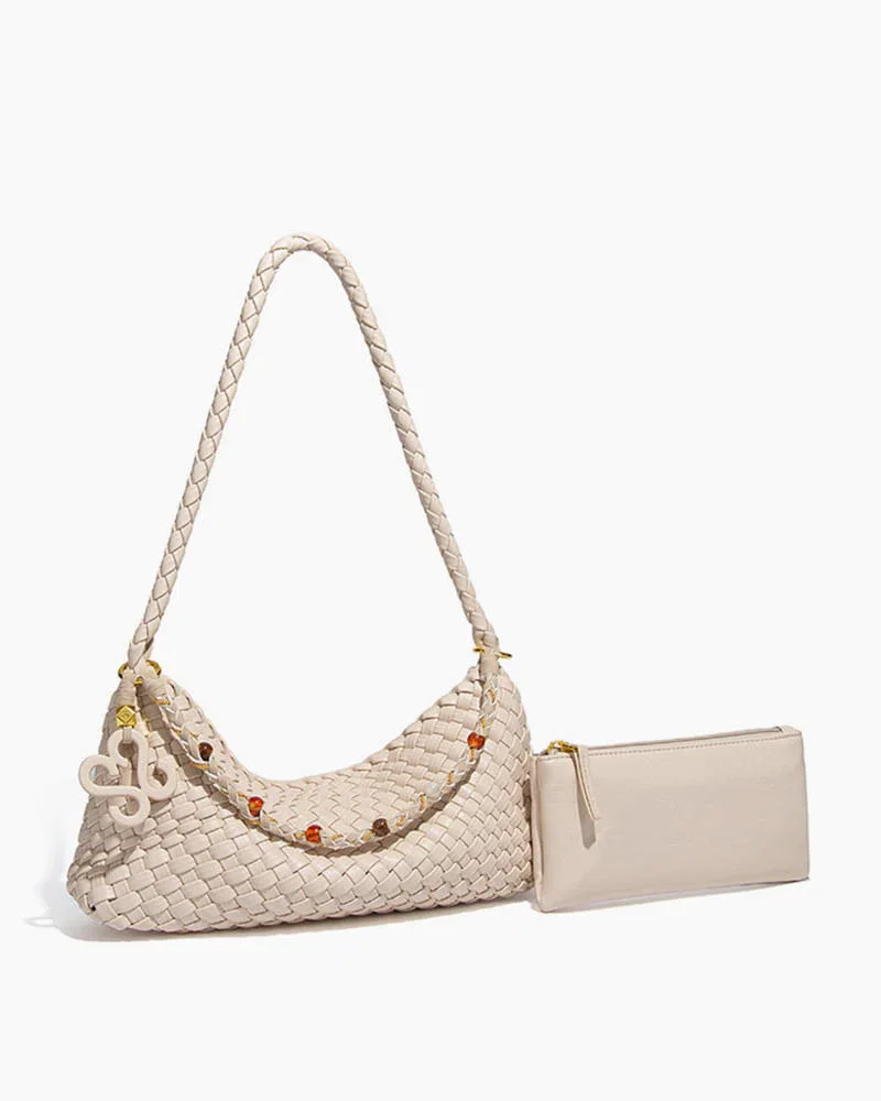 Chic Daily Woven Shoulder Hobo Crossbody Set