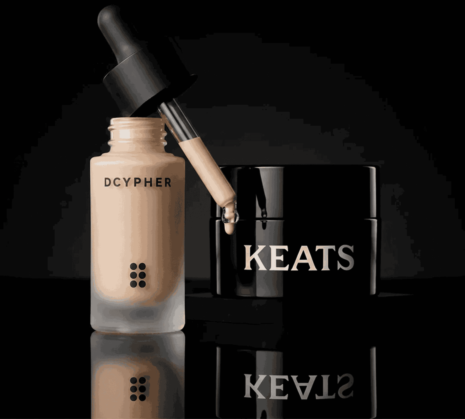 The KEATS Moisturising Cream alongside DCYPHER's Custom Drops.