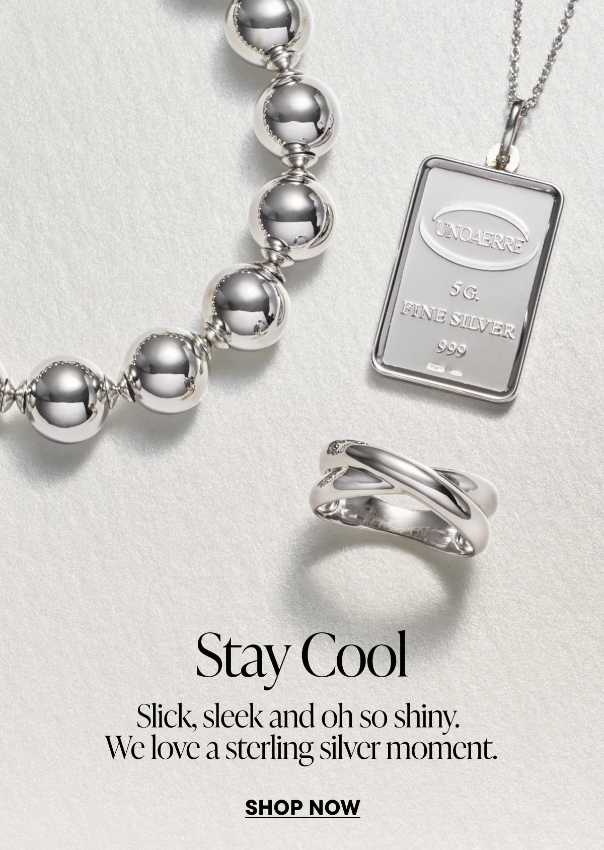Stay Cool. Slick, sleek and oh so shiny. We love a sterling silver moment.