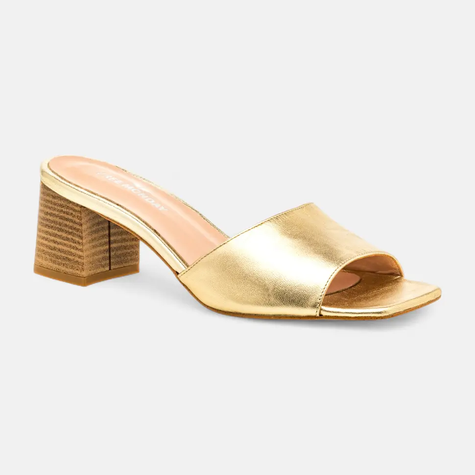 Mules à talon Femme en cuir or