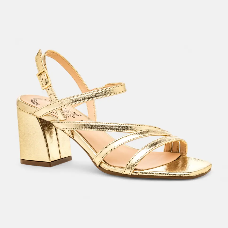 Nu-pieds à talon Femme en cuir or