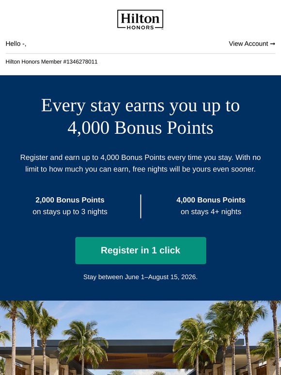 New Offer: Earn up to 4,000 Bonus Points on every stay