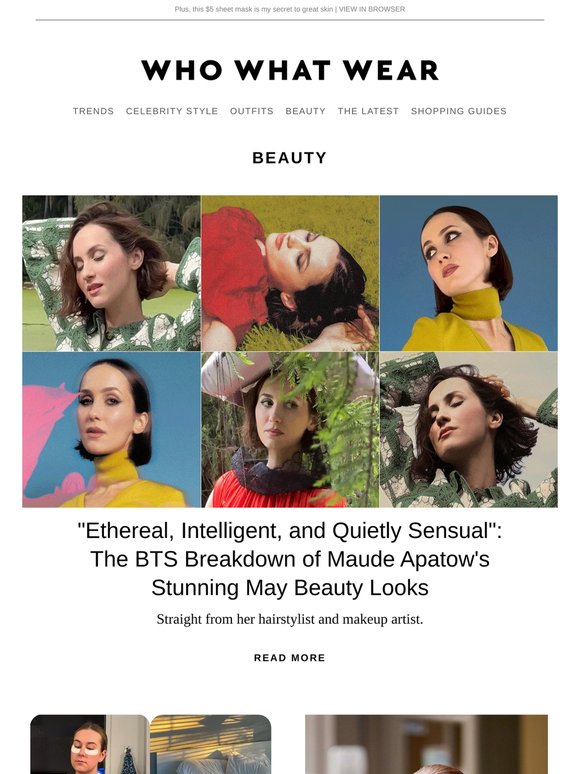 "Ethereal, intelligent, and quietly sensual": The BTS breakdown of Maude Apatow's stunning May beauty looks