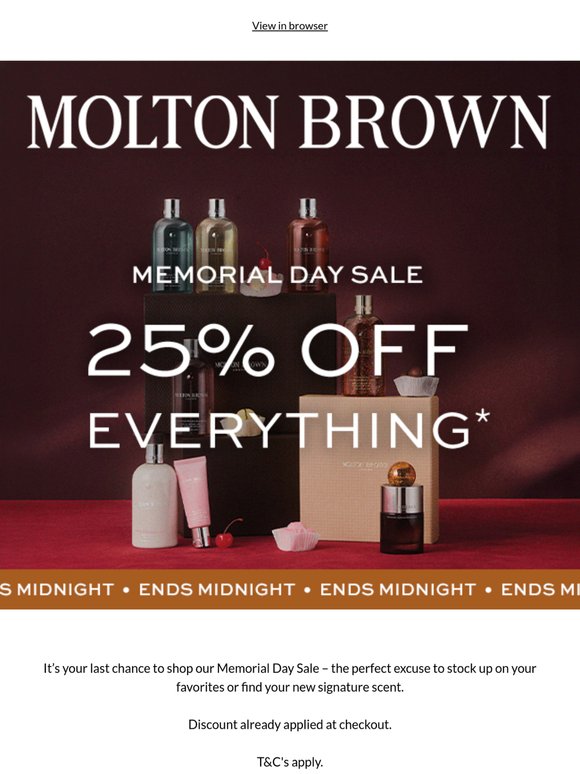 25% Off Ends Midnight*