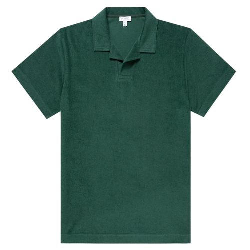 Sunspel Towelling Polo Shirt - Forest