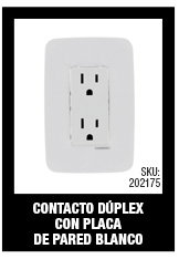 CONTACTO DÚPLEX CON PLACA DE PARED BLANCO