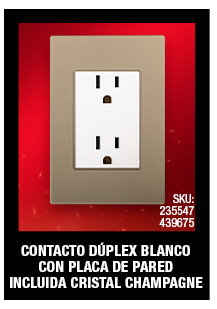 CONTACTO DÚPLEX BLANCO CON PLACA DE PARED INCLUIDA CRISTAL CHAMPAGNE