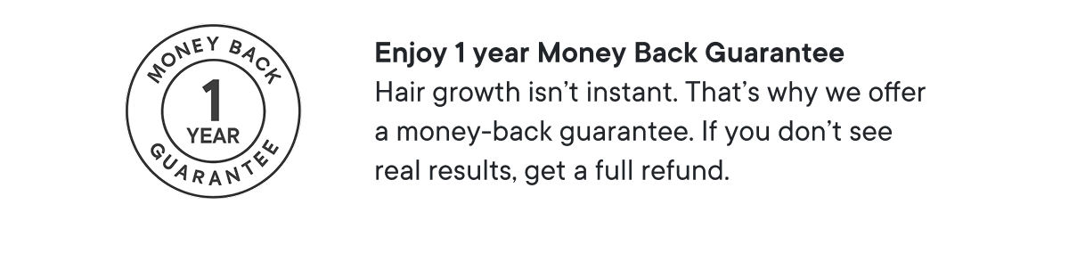 Enjoy 1 year Money Back Guarantee