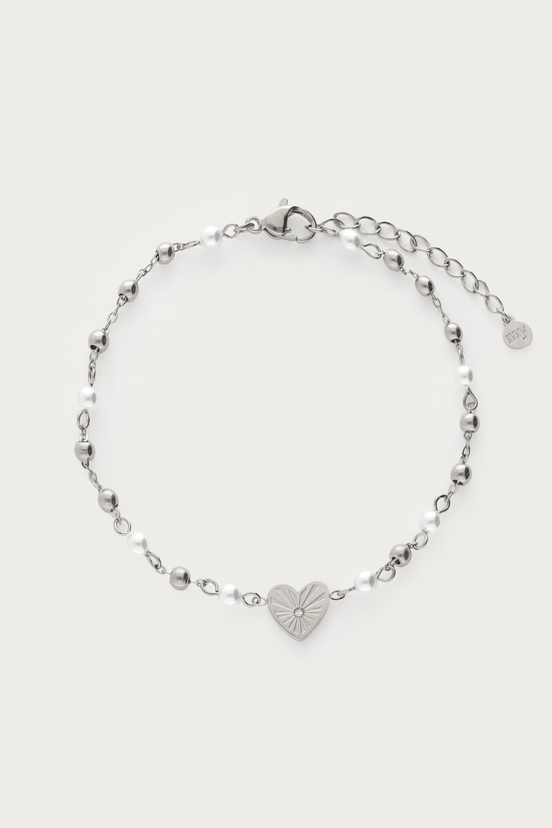 Armband met hartje en imitatieparels