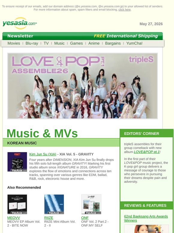 New at YesAsia: tripleS, Ye Sung, XIA, Love Song, FAMA, 731, Citizen of a Kind