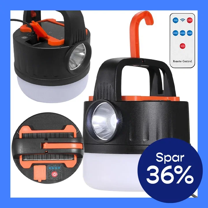 Campinglampe / Teltlampe med solpanel