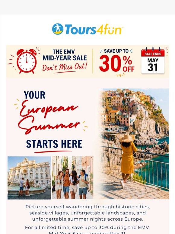 ✈️Up to 30% Off Europe Tours — Ends May 31
