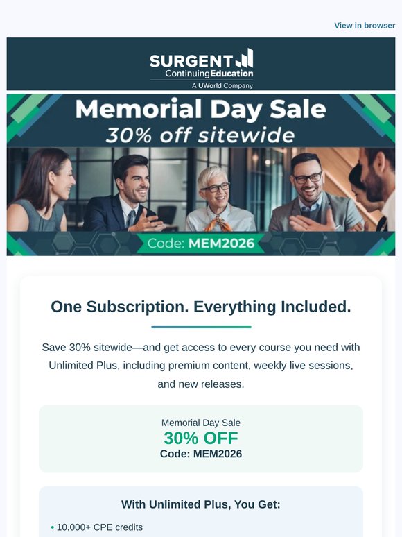 Memorial Day Sale Continues: Save 30% Before It's Gone