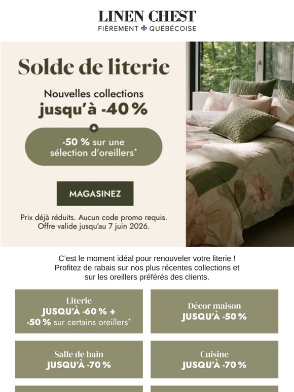 🛏️Le solde de literie est en cours !