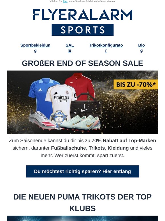 End of Season Sale mit bis zu 70% Rabatt