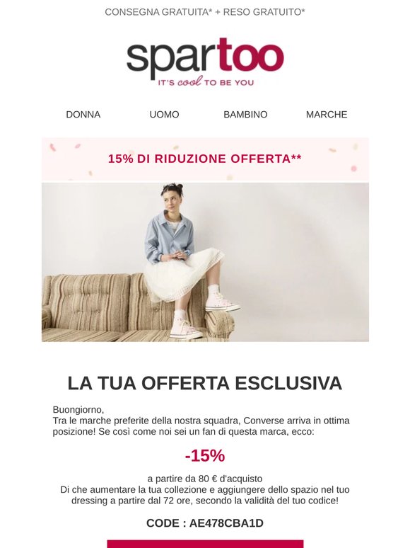 ☝ 15% di sconto sulla marca Converse : lasciati tentare!