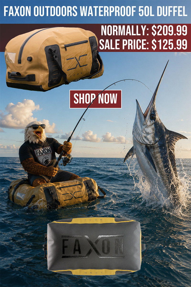 40% OFF FAXON OUTDOORS 50 LITER WATERPROOF DUFFEL