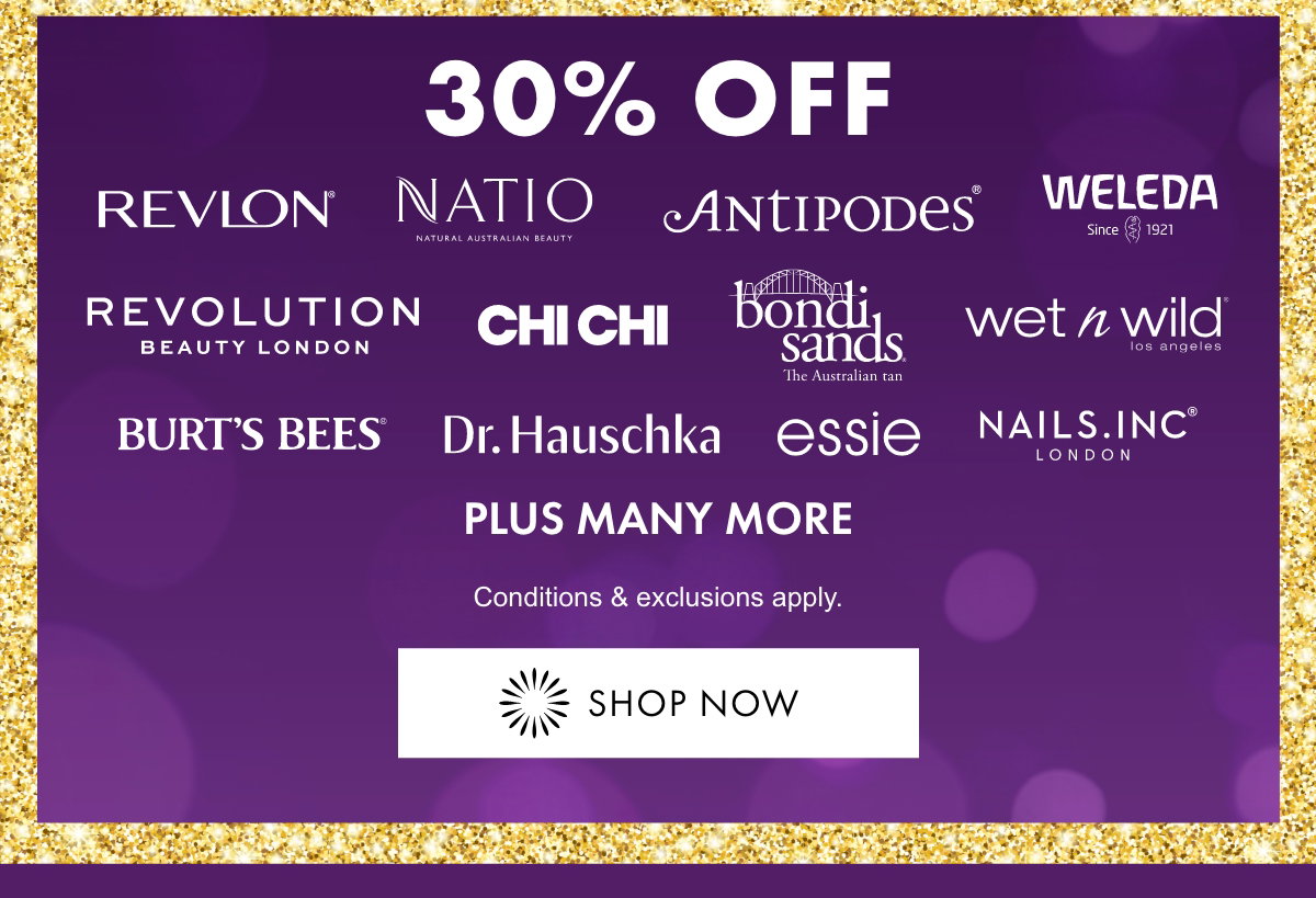 30% OFF selected Beauty Brands