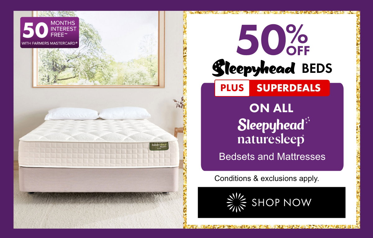 50% Off Sleepyhead Beds plus SUPERDEALS on all Sleepyhead naturesleep