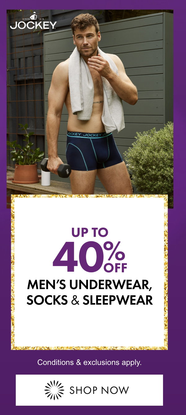 Up To 40% OFF Men's Clothing, Underwear, Sleepwear, Socks & Accessories