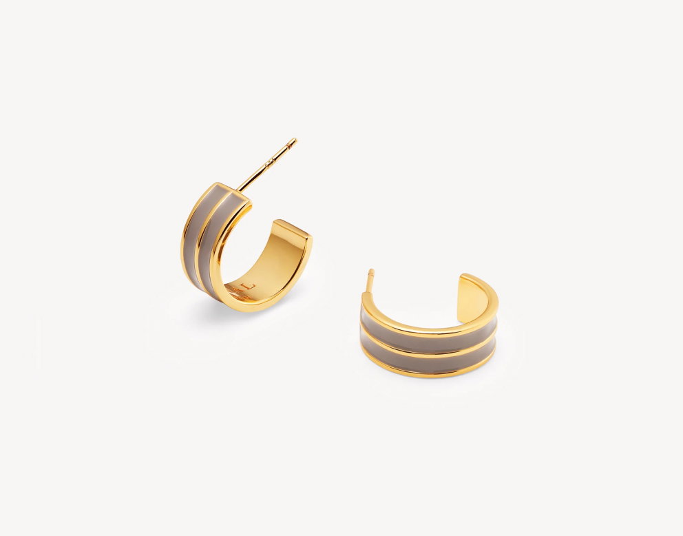 Ribbed Enamel Hoop Earring